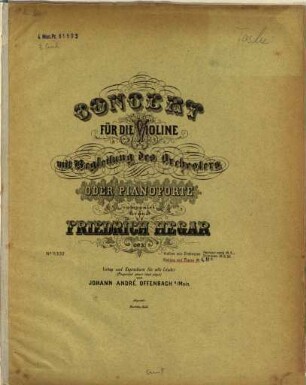 Concert für die Violine mit Begleitung des Orchesters oder Pianoforte : op. 3