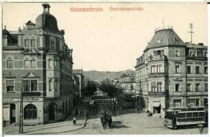 Kötzschenbroda. Moritzburger Straße mit Straßenbahn