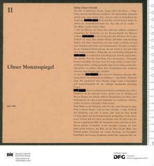 Programm 11. Monatsabschnitt 1957/1958