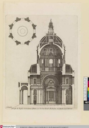 Le Grand Marot, Bl. 123: Profil de L'Eglise de Sorbone Batie par le Cardinal Richelieu [...]