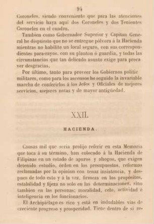 XXII. Hacienda