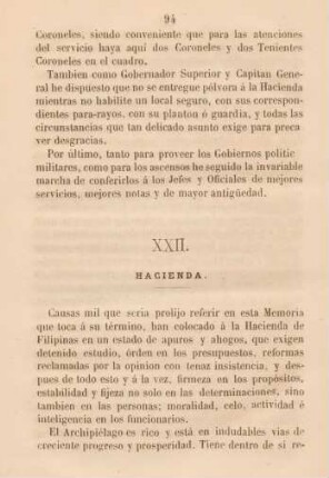 XXII. Hacienda