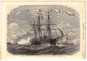 The easter volunteer review at Dover: The naval squadron attacking the forts and batteries