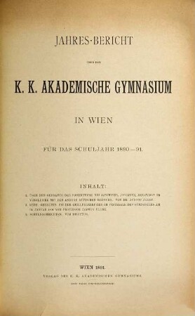 Jahresbericht. 1890/91