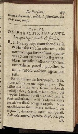 Cap. VI. De Furiosis, Infantibus, prodigis, mutis & surdis.