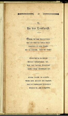 V. An die Tonkunst.