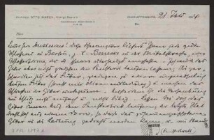 Schreiben an Hermann Muthesius (Brief)