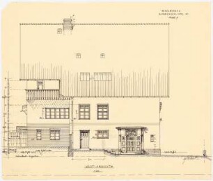 Einfamilienwohnhaus, Berlin-Nikolassee: Aufriss 1:50 Westansicht
