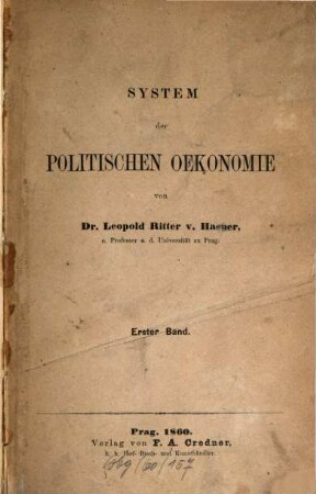 System der politischen Ökonomie, 1