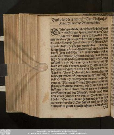 Das vierdte Capittel/ Von Auffruhr/ Krieg/ Mord/ und Blutvergiessen.