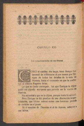 Capítulo XXI - Las consecuencias de un drama