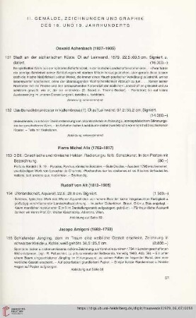 II. Gemälde, Zeichnungen und Graphik des 18. und 19. Jahrhunderts (Nr. 151-330)