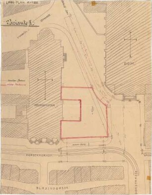 Fischer, Theodor; Würzburg, Münsterplatz; Sparkasse - Variante II. (Lageplan)