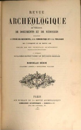 Revue archéologique. 12 = A. 6. 1865