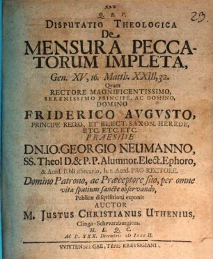 Disp. theol. de mensura peccatorum impleta