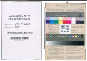 Entnazifizierung Heinrich Rommerswinkel , geb. 04.05.1892 (Metzger)