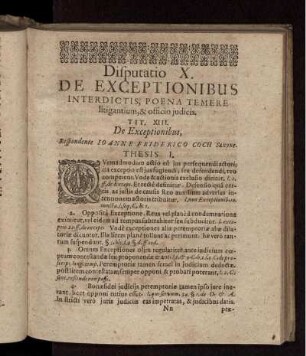 De Exceptionibus Interdictis, Poena Temere litigantium, & officio iudicis