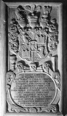 Epitaph des Carolus Ciryacus, verstorben 1732
