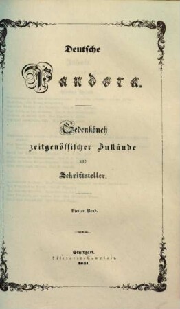 Deutsche Pandora : Gedenkbuch zeitgenössischer Zustände und Schriftsteller, 4. (1840)