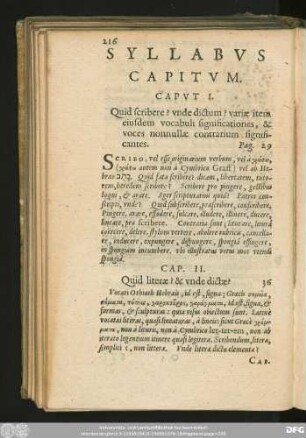 Syllabus Capitum.