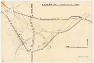 Gesamtbebauungsplan Ankara Teilbebauungsplan äußere Stadt: Südliche Stadterweiterung, Übersichtsplan der Verkehrsstraßen 1:4000