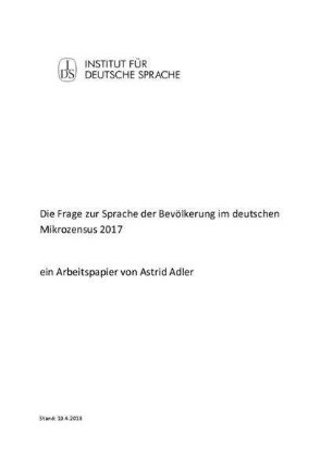 Die Frage zur Sprache der Bevölkerung im deutschen Mikrozensus 2017
