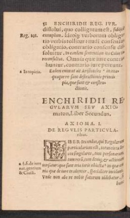 Enchiridii Regularum Seu Axiomaton, Liber Secundus.