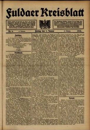 Ausgabe vom Freitag, den 09. Januar 1914.
