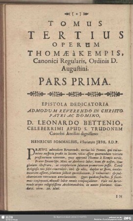 Tomus Tertius