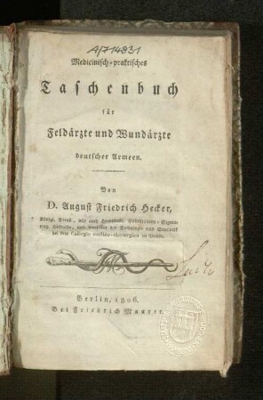 Medicinisch-praktisches Taschenbuch für Feldärzte u. Wundärzte deutscher Armeen