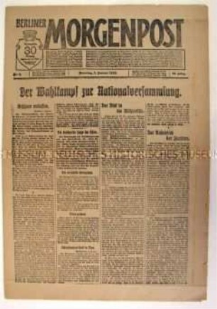 Tageszeitung "Berliner Morgenpost" über den Wahlkampf zur Nationalversammlung