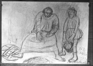 Der Verletzte : Der Verletzte. Kohlezeichnung; 23,5 x 32,5 cm (1909; E. Barlach). Güstrow, Atelier des Bildhauers