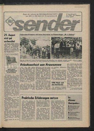Betriebszeitung 'WF-Sender', Nr.19/1985 (3. Augustausgabe 1985)