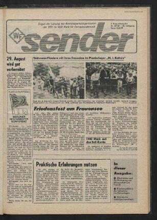 Betriebszeitung 'WF-Sender', Nr.19/1985 (3. Augustausgabe 1985)