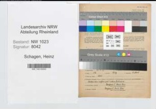 Entnazifizierung Heinz Schagen , geb. 22.06.1907 (Landarbeiter)