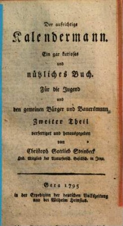 Der aufrichtige Kalendermann : ein gar kurioses und nützliches Buch, 2