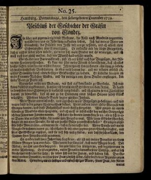 No. 25. Hamburg, Donnerstags, den siebenzehnten December 1739.