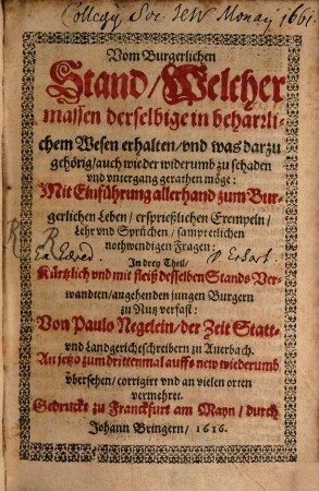 Vom bürgerlichen Stand