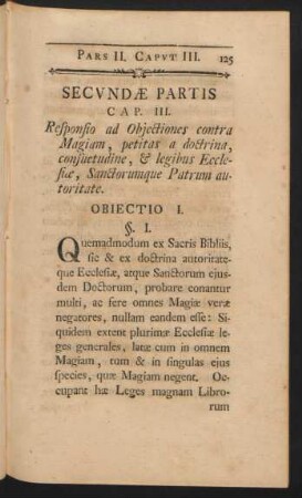 Cap. III. Responsio ad Obiectiones contra Magiam, ...