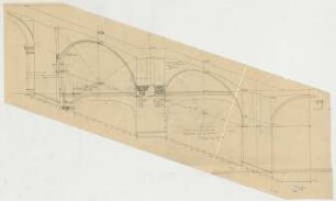 Thiersch, Friedrich von; München; Justizpalast - Treppe in der Zentralhalle 1. OG u. 2. OG (Perspektivischer Schnitt)