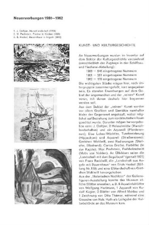 Neuerwerbungen 1960-1962