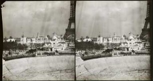 Paris, Weltausstellung 1900, Blick auf das Ausstellungsgelände vom Trocadéro-Hügel