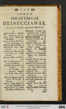 Index bibliothecae Heineccianae