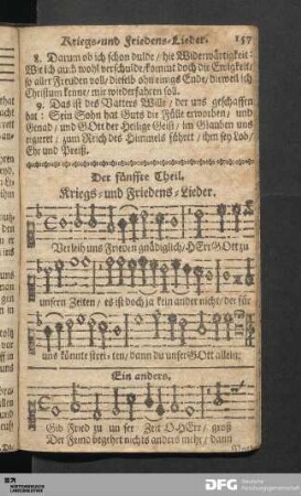 Der fünffte Theil. Kriegs- und Friedens-Lieder.