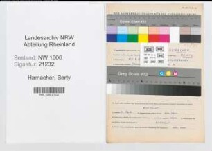 Entnazifizierung Berty Hamacher, geb. 23.01.1911 (Angest.)