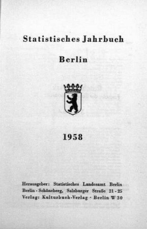1958: Statistisches Jahrbuch