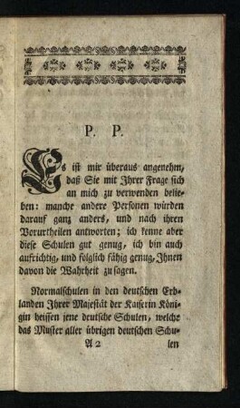 P. P.: Es ist mir ...