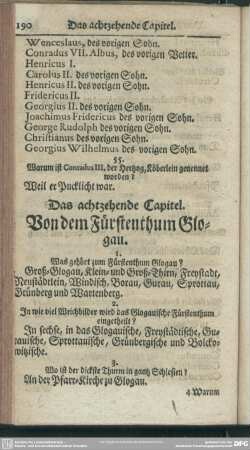 Das achtzehende Capitel. Von dem Fürstenthum Glogau