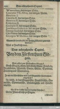 Das achtzehende Capitel. Von dem Fürstenthum Glogau