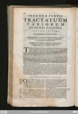 Consensio mutua in re Sacramentaria Ministorum Tigurinae Ecclesiae, & D. Ioannis Calvini Ministri Genevensis Ecclesiae , iam nunc ab ipsis auctoribus edita.